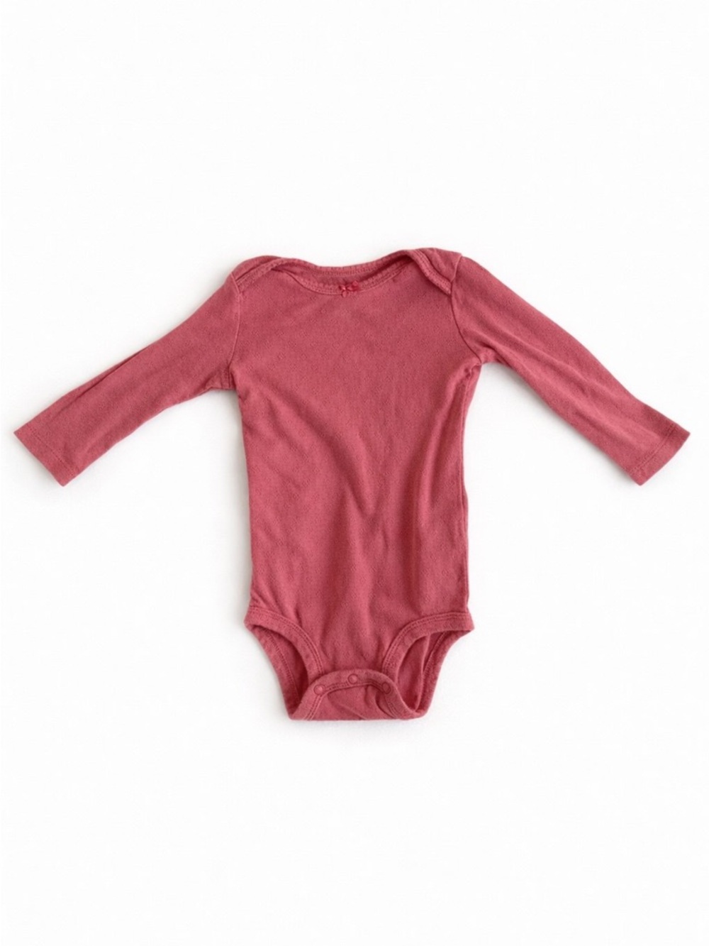 Carter’s 12M Pink Textured Long Sleeve Bodysuit Baby Girl One Piece